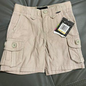 NWT Tiny Flaw 12m Hurley Beige Cargo Shorts Adjustable Boys Kids Toddler Baby